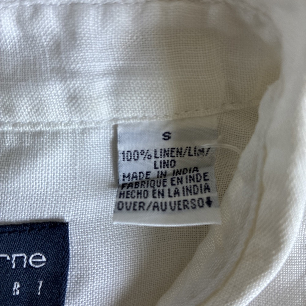 VTG Liz Claiborne Lizsport White 100% Linen Button Up Long‎ Sleeve Blouse Size S - Picture 5 of 13